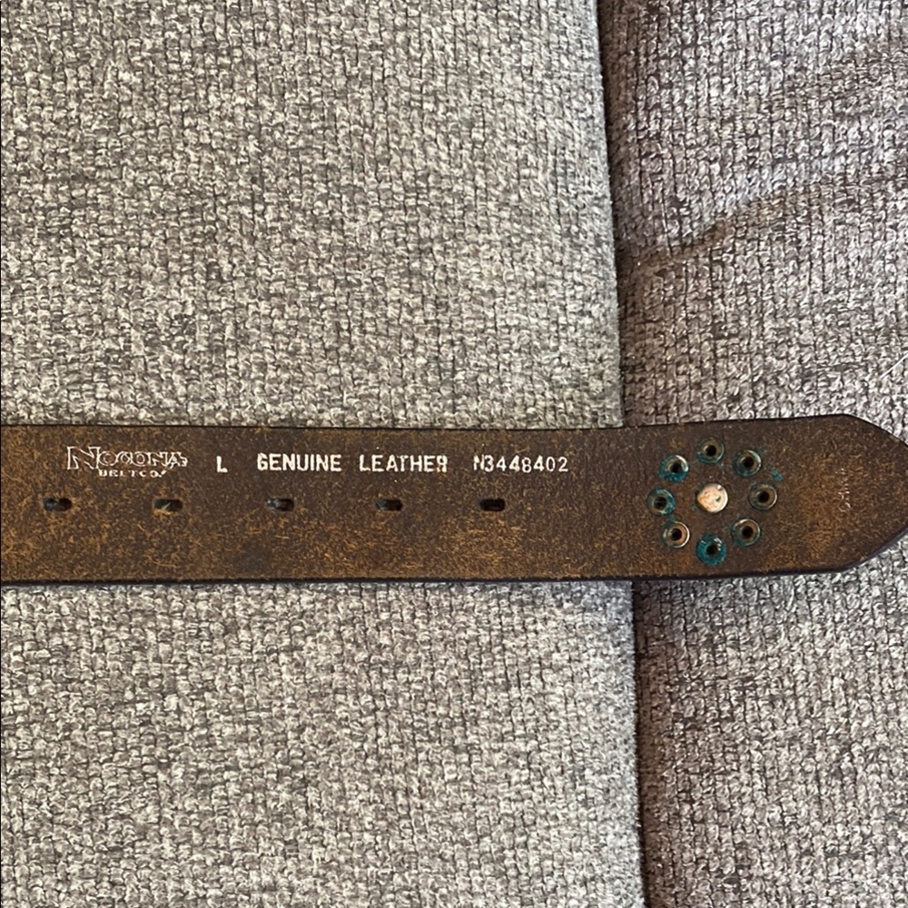 Nocona Dark Brown Leather Belt with Teal Accents